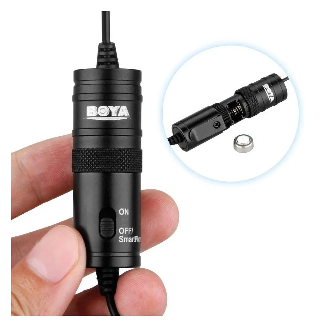 boya by m1 microfono lavalier pulce con powerpack con jack 35mm per fotocamera e smartphone lunghezza cavo 6mt 5 Eshop10 - Loja Equipamentos Fotográficos