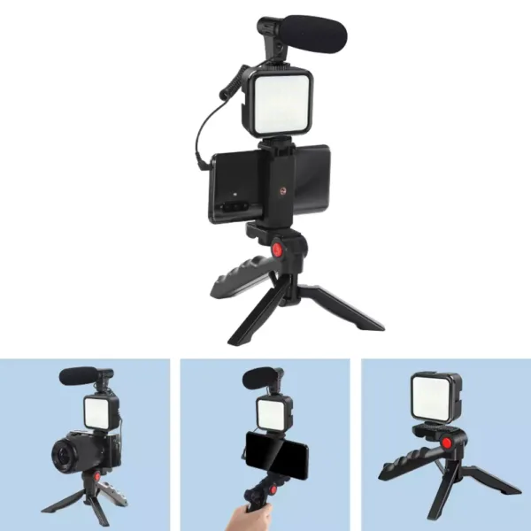kit 01lm vlogging microfone led tripe e controle remoto 8 Eshop10 - Equipamentos Fotográficos e Cine