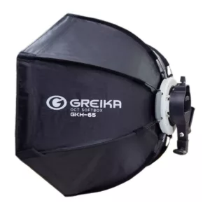 Greika GKH-65 Softbox Parabólico Montagem Rápida Bowens e Adaptador Speedlite com Grid Preto / Cinza