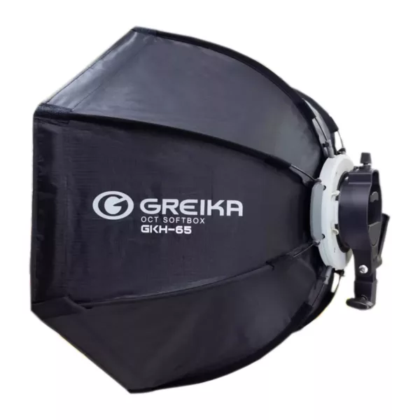 Greika GKH-65 Softbox Parabólico Montagem Rápida Bowens e Adaptador Speedlite com Grid Preto / Cinza