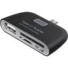 Hub USB-C 4x1 Com Leitor de Cartão Micro SD/ TF / Micro USB / USB 6 Eshop10 - Loja Equipamentos Fotográficos Hub USB-C 4x1 Com Leitor de Cartão Micro SD/ TF / Micro USB / USB