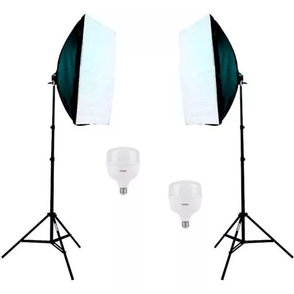 Kit Iluminação Luz Contínua Estúdio Softbox 50x70 Easy 100w 6500k