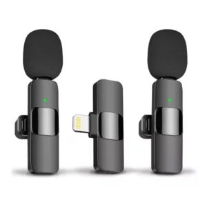 Microfone de Lapela Duplo Wireless Iphone Lightning MT-2218 Tomate