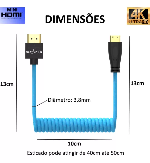 eshop10 cabo mini hdmi espiral 4 Eshop10 - Loja Equipamentos Fotográficos