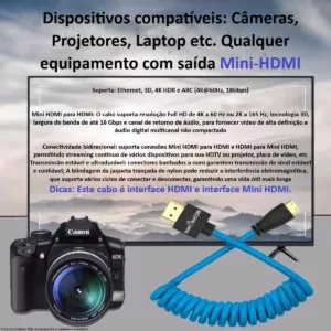 eshop10 cabo mini hdmi espiral 7 Eshop10 - Loja Equipamentos Fotográficos