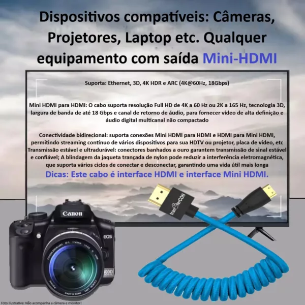 eshop10 cabo mini hdmi espiral 7 Eshop10 - Loja Equipamentos Fotográficos
