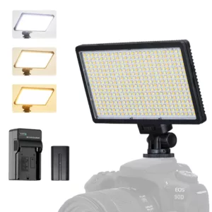 Iluminador LED-416 Slim 30W Bi-Color Video Light com Bateria e Carregador NP-F550 Greika