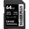 Cartão de Memória SD Lexar Professional SILVER PLUS 205-100 MB/S C10 U3 V30 UHS-I 64GB