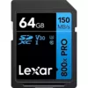 Cartão de Memória SD Lexar 800x PRO 150 MB/S C10 U3 V30 64GB