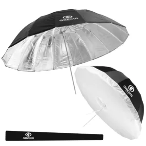 Sombrinha Refletora Preta Prata 180cm UR-08S180 Greika com Capa Difusora