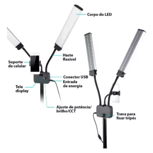 eshop10 led twin arm greika 3 Eshop10 - Loja Equipamentos Fotográficos