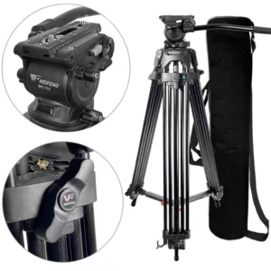 Tripé Profissional Weifeng WF-715 Cabeça Hidráulica 1,76m 9kg
