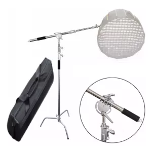 Tripé Girafa 2 em 1 Aço Inox Base C 3m Equifoto com Bolsa