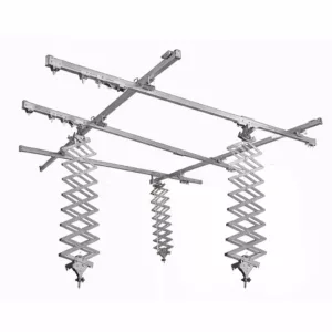 Kit de 3 Pantógrafos Com Sistema de 5 Trilhos de Teto Para Estúdio Cor Prata