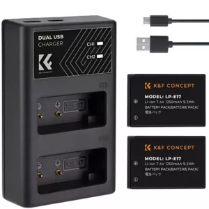 Kit de 2 Baterias e Carregador Duplo K&F Concept LP-E17 Para Canon