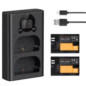 Kit de 2 Baterias e Carregador Duplo K&F Concept LP-E6NH Para Canon