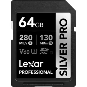 Cartão de Memória SD Lexar Professional SILVER PRO 280-130MB/S C10 U3 V60 UHS-II 64GB
