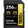 Cartão de Memória SD Lexar Professional Gold 1800x 280-205MB/s C10 U3 V60 UHS-II 256GB
