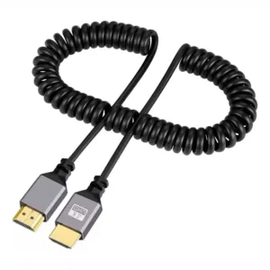 Cabo HDMI x HDMI Espiral 4K 60hz 50cm Para Câmeras e Monitores