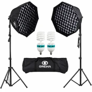 Kit Iluminação Luz Contínua Estúdio Softbox Octogonal Agata III Grid